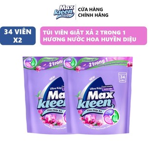New combo 4 túi viên giặt xả maxkleen hương nước hoa huyền diệu
