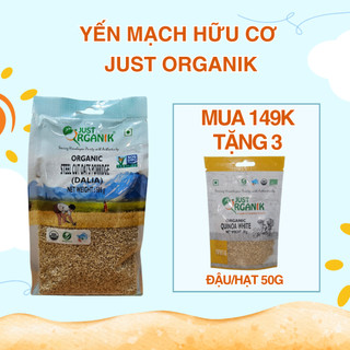 Yến mạch hữu cơ cắt nhỏ nấu cháo cho bé Ăn Dặm Làm Bánh Just Organik 500g