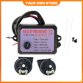 Còi hú 3 chế độ，Nhại còi 3 pro 8 bài, điện auto 12v, 24v, còi hơi, còi điện，nhai coi 3 pro