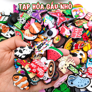 Sticker,jibbitz dẻo 2d sắn nút gắn dép crocs,dép tổ ong,dép cá sấu- sẵn nút