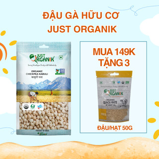 Hạt đậu gà khô trắng hữu cơ just organik organic chickpea nhập khẩu ấn độ ăn dặm cho bé 500g