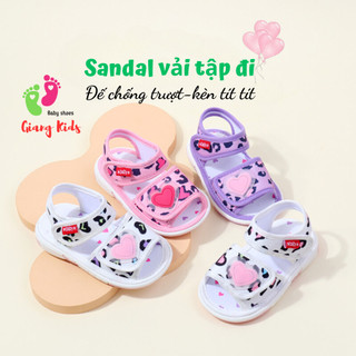 Dép bé gái tập đi siêu êm mềm dép quai hậu bé gái họa tiết trái tim dễ thương-giangkids