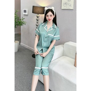 Đồ bộ lửng nữ ANH MỸ pijama mặc nhà , đồ ngủ nữ lụa xước cao cấp bigsize SP0317