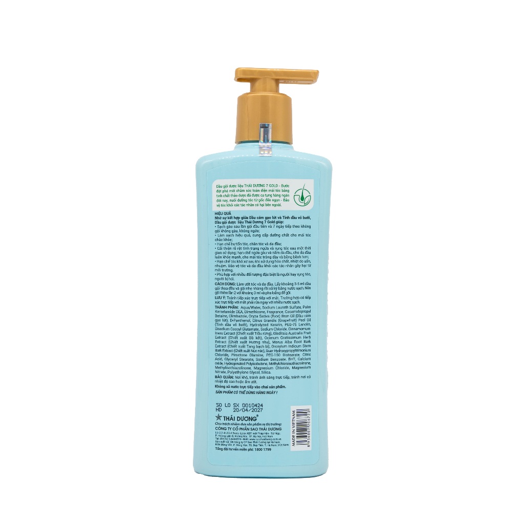 [Sale Tháng 2] Mua Dầu gội dược liệu Thái Dương 7 GOLD Bưởi tây 500ml tặng Dầu xả Thái Dương 7 Hoa Bưởi Tây 200ml