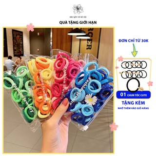 SET 50 Chun Buộc Tóc Cho Bé Nhiều Màu tặng kèm túi ZIP