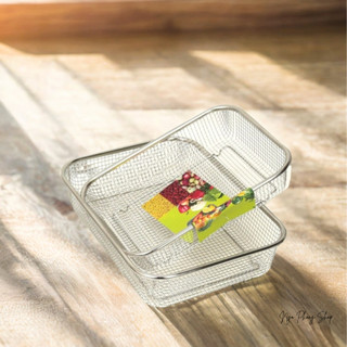 Rổ chữ nhật lưới inox lớn/trung/nhỏ. Rổ lưới inox cao cấp, không hoen gỉ. Rổ đựng đồ đa năng.