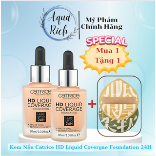 [Tặng Mút Tán Nền] Kem Nền Catrice Hd Liquid Coverge 24H - 30ml