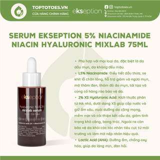 Serum Ekseption 5% Niacinamide Niacin Hyaluronic Mixlab giảm mụn, mờ thâm, dưỡng sáng da 75ml