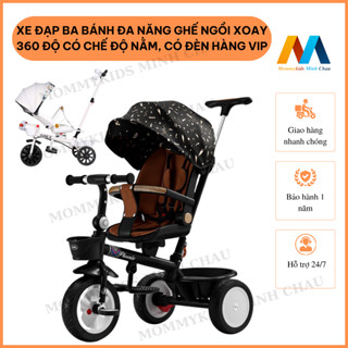 Xe đẩy 3 bánh có mái che, bánh xe to chống trơn trượt model 606