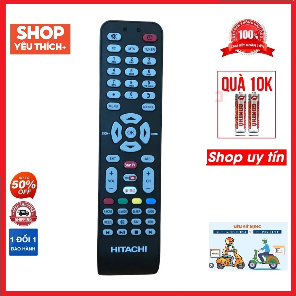 Điều khiển tivi HITACHI smart internet chính hãng zin theo máy , Remote dùng cho tivi  HITACHI smart