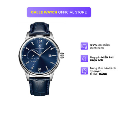 Đồng hồ nam Ernest Borel N0732G0D-VS6L xanh trẻ trung, kính Sapphire cao cấp, dây da đeo tay, chống nước 3ATM chính hãng