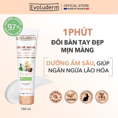 Kem Dưỡng Da Tay Evoluderm Thiên Nhiên Thuần Chay Làm Mềm Da Tay Chiết Xuất Bơ Hạt Mỡ 150ml