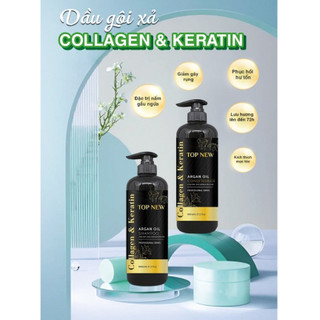 Dầu Gội Xả Phục Hồi Collagen & Keratin TOP NEW, Dung tích 1600ml/ Cặp