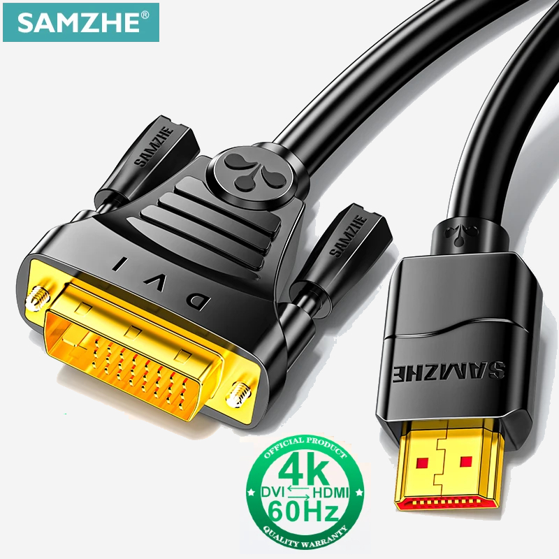 Dây HDMI to DVI Samzhe, HDMI sang DVI 4K/ 60Hz, Dây chuyển đổi 2 chiều phù hợp với nhiều thiết bị, B
