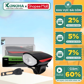 Đèn xe đạp konoha thể thao siêu sáng có còi pin sạc usb chống nước