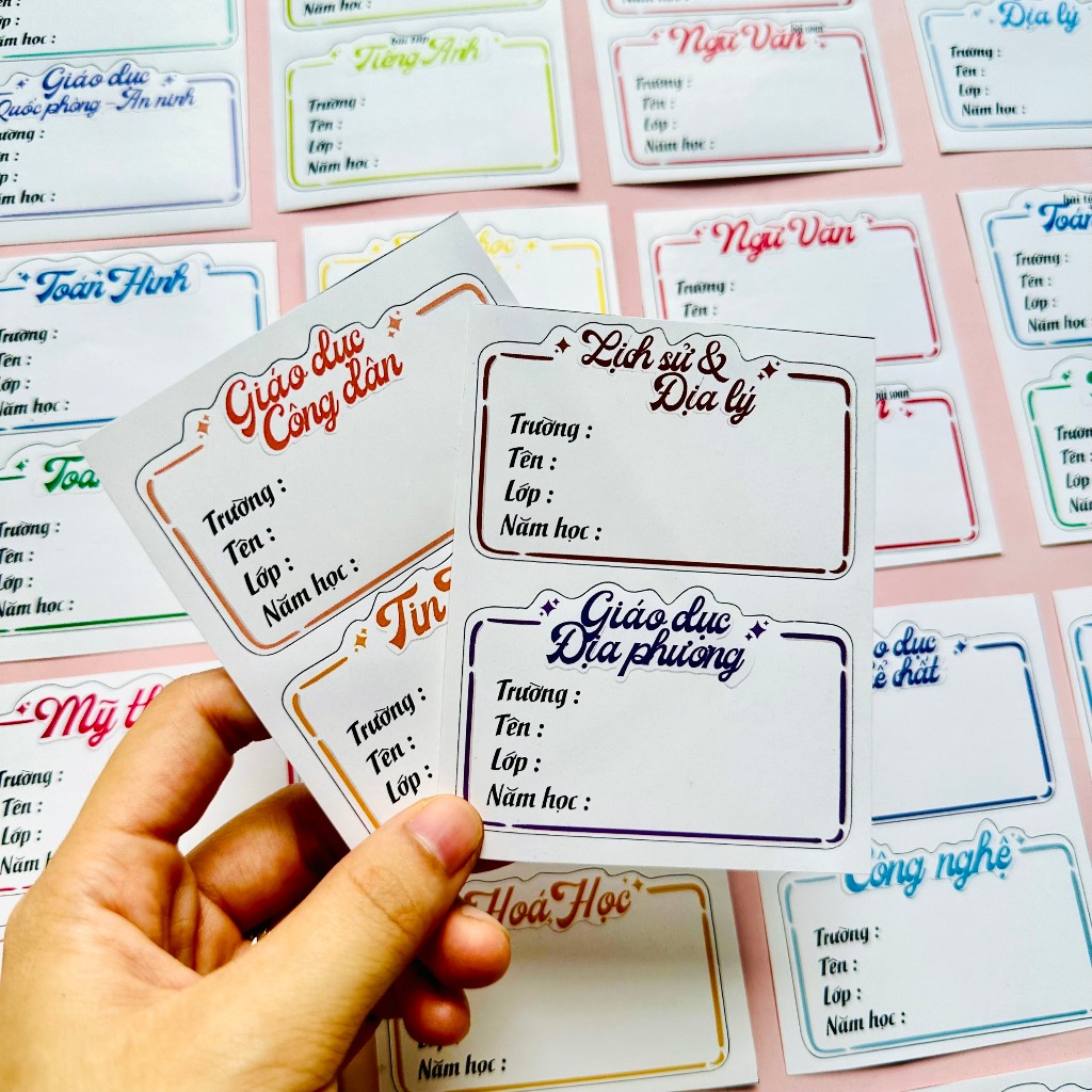 Nhãn vở tên môn học set 33 nhãn bóc dán tập cho học sinh cấp 2 và cấp 3 tiện lợi theo chương trình m