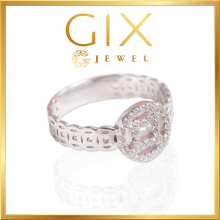 Nhẫn bạc 925 nữ mạ vàng kim tiền đính đá Cz Gix Jewel SPGN36