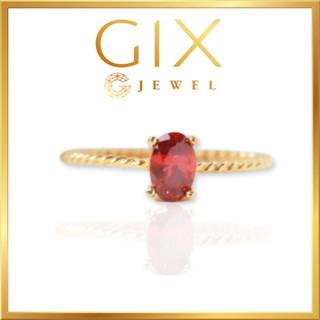 Nhẫn bạc cho nữ mạ vàng đai xoắn đá đỏ đẹp Gix Jewel SPGN15