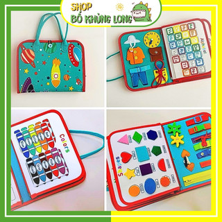 Cặp bận rộn cho bé bảng bận rộn busy board 7in1 cặp sách thuận tiện đồ chơi bận rộn cho bé - bố khủng long