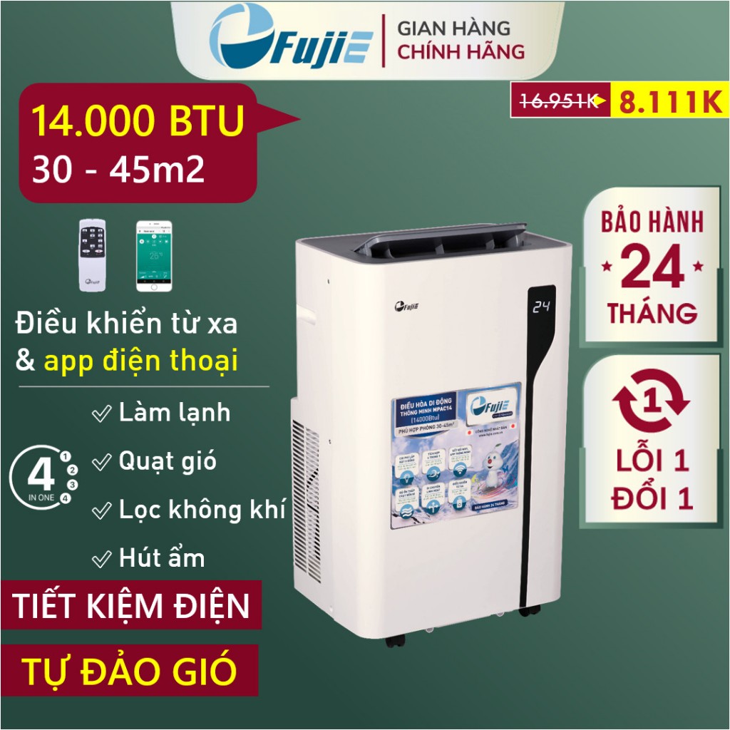  Máy lạnh đứng 14.000BTU FUJIE Nhập Khẩu điều hòa di động hút ẩm kết hợp portable air conditioner 