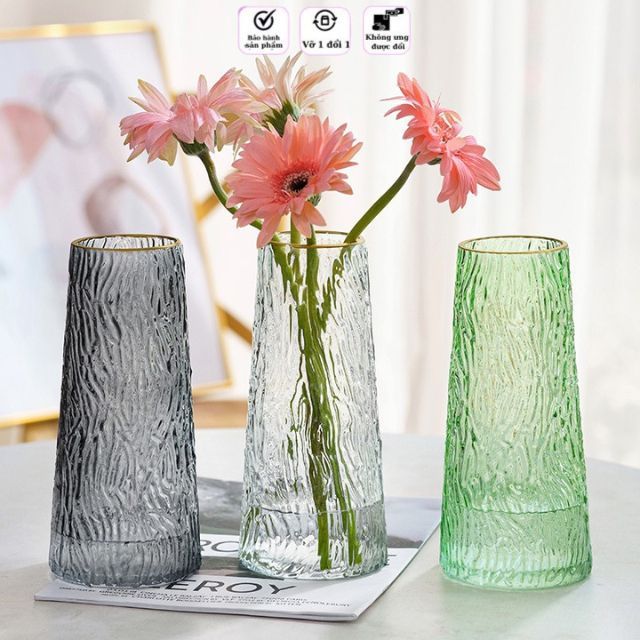 Lọ hoa thủy tinh da ếch decor cao cấp