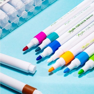 Bút Màu Acrylic Marker 12 Cao Cấp Ngòi To - Màu Dạ Chống Nước - Bộ Cọ Vẽ Cho Bé