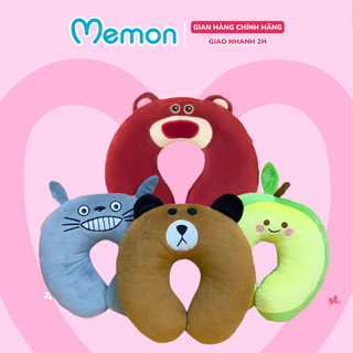 Gối kê cổ bông chữ u, gối tựa cổ hoạt hình cao cấp memon