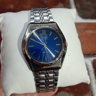 Đồng hồ nam Citizen Eco Drive năng lượng ánh sáng mặt xanh nguyên zin Second hand si Nhật