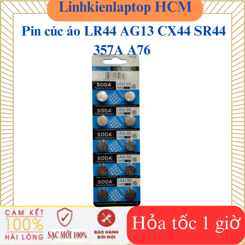 Pin cúc áo AG13 CX44 SR44 357A A76 LR44 – 1 viên