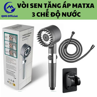 Vòi hoa sen tăng áp, Vòi sen Matxa tắm Nóng Lạnh Chất liệu Nhựa ABS kèm đầu Silicone 3 chế độ