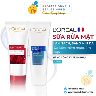 Sữa Rửa Mặt Loreal Làm Sạch, Sáng Mịn Da L'Oreal Aura Perfect Milky/Revitalift Cleansing Foam 100ml