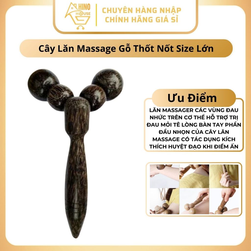 Cây Lăn Massage Bằng Gỗ Hỗ Trợ Đau Nhức Toàn Thân Thái Lan, Dụng cụ massage toàn thân bằng gỗ tự nhiên - Hinohouse