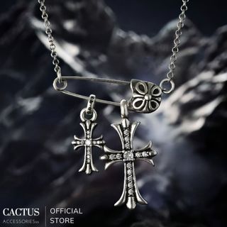 Dây chuyền chrome heart dạng xích 2 mặt thánh , vòng cổ chrome heart thép titan