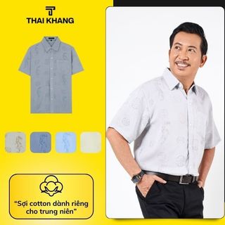 Áo sơ mi nam trung niên tay ngắn THÁI KHANG vải xô đũi dày dặn siêu mát form rộng ADUI12
