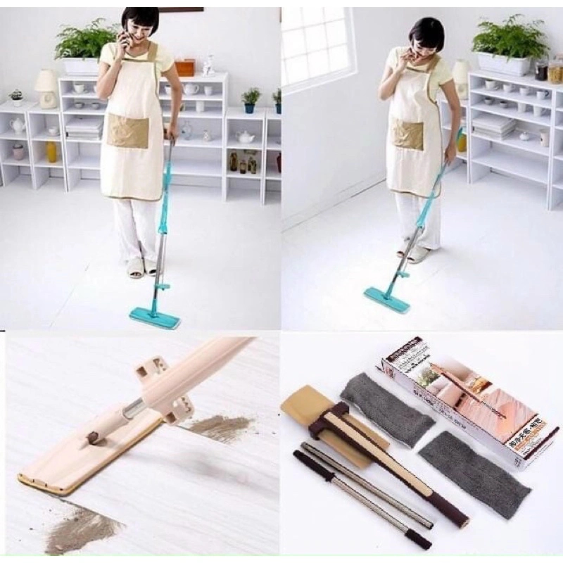 Chổi Lau Sàn Cây Lau Nhà Thiết Kế Gọn Nhẹ Hiện Đại Nhỏ Gọn Xoay 360 Dễ Dàng Sử Dụng Tự Vắt Siêu Sạch Tặng Kèm 2 Bông Lau