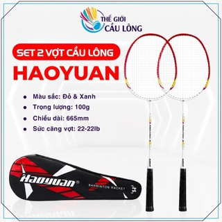 Bộ 2 Vợt Cầu Lông HAOYUAN Chính Hãng, Trọng Lượng Siêu Nhẹ, Siêu Bền, Vợt Đã Căng Sẵn, Tặng Kèm Cầu Và Bao Đựng Cao Cấp
