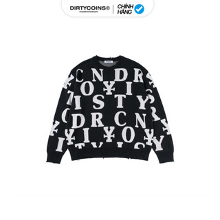 Áo Khoác DirtyCoins Letters Monogram Knit Sweater - Black