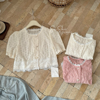 Áo phối ren cúc dọc 2 màu QC