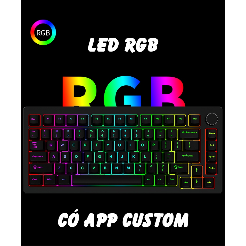 Bàn phím cơ Silent Atas AL75 V2 Khung nhôm CNC 3 mode kết nối - Led RGB - Pin sạc 4000 mah - Mạch xuôi | BigBuy360 - bigbuy360.vn