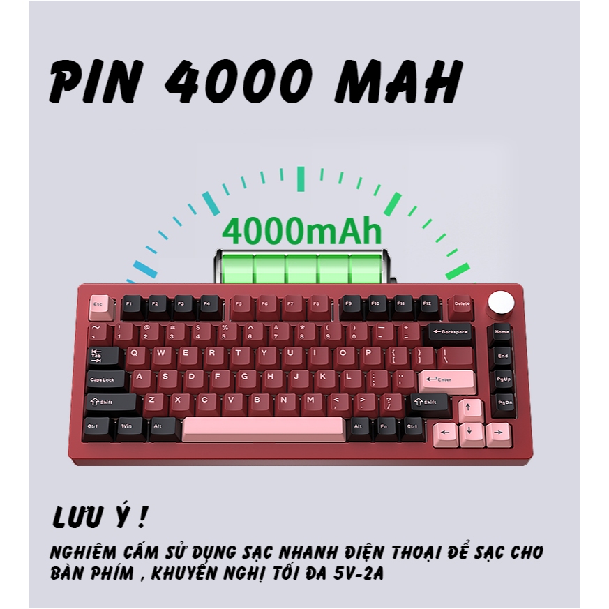 Bàn phím cơ Silent Atas AL75 V2 Khung nhôm CNC 3 mode kết nối - Led RGB - Pin sạc 4000 mah - Mạch xuôi | BigBuy360 - bigbuy360.vn