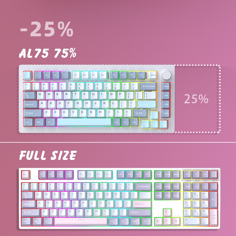 Bàn phím cơ Silent Atas AL75 V2 Khung nhôm CNC 3 mode kết nối - Led RGB - Pin sạc 4000 mah - Mạch xuôi | BigBuy360 - bigbuy360.vn