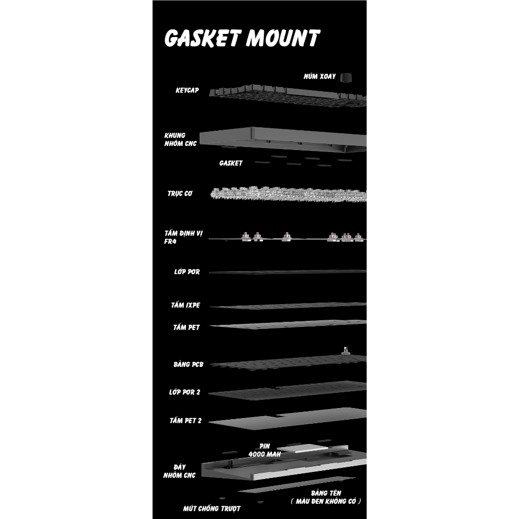 Bàn phím cơ Silent Atas AL75 V2 Khung nhôm CNC 3 mode kết nối - Led RGB - Pin sạc 4000 mah - Mạch xuôi | BigBuy360 - bigbuy360.vn