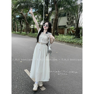 Set Váy Pha Cổ Cooline Rút Eo L1