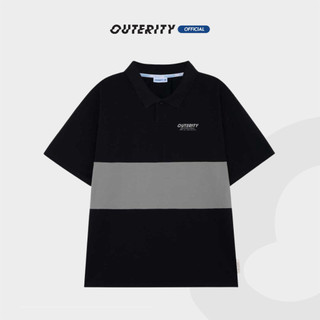 Áo polo nam nữ local brand unisex outerity cá sấu cross cut / đen&xám / ort.b 704