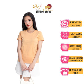  Áo Thun Nữ Cổ Tròn Màu Cam Sữa Tôn Da Khoe Dáng Mặc Vào Mê Ngay - Gold Rhino