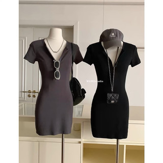 Đầm dáng ngắn Thun Cotton co giãn mềm hàng QC WGWE 8735