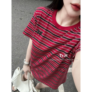 Áo Phông Nơ Kẻ Đỏ Hot Hit