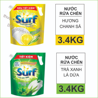 Nước rửa chén Surf túi vòi siêu tiết kiệm 3.4kg/túi 2 mùi hương