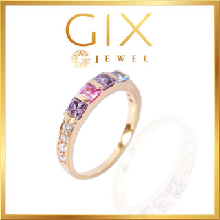 Nhẫn bạc nữ đẹp mạ vàng hồng đá CZ vuông Gix Jewel SPGN19