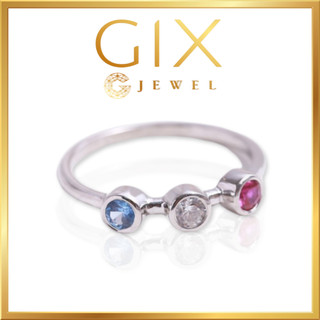 Nhẫn bạc nữ mạ vàng đính ba viên đá rời Gix Jewel SPGN45